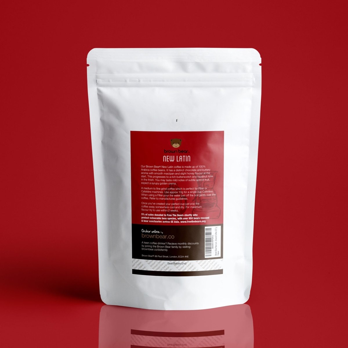 New Latin Espresso Coffee, Strength 5, Dark Roast - Brown Bear Coffee